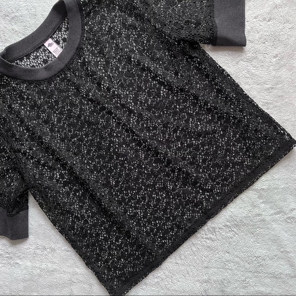 Victoria's Secret Tops - Victoria's Secret Y2K Sheer Mesh Lace Crochet Boxy Slouchy Short Sleeve Top